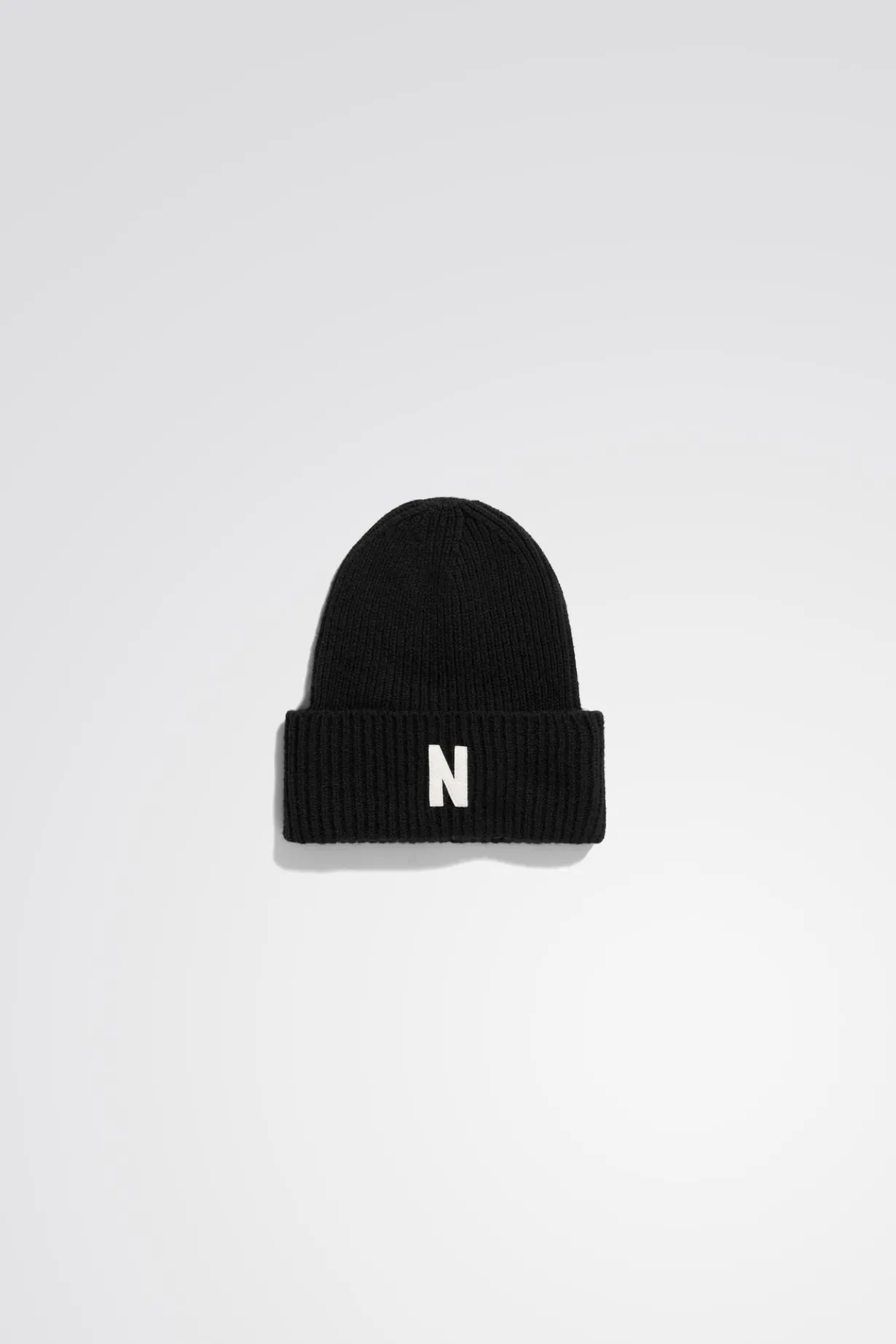 Merino Lambswool Rib N Logo Beanie>Norse Projects Hot
