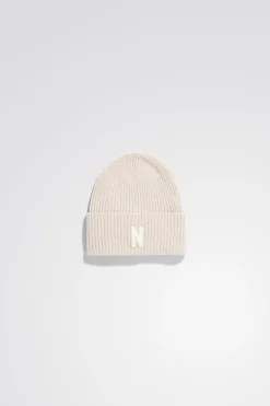 Merino Lambswool Rib N Logo Beanie>Norse Projects New