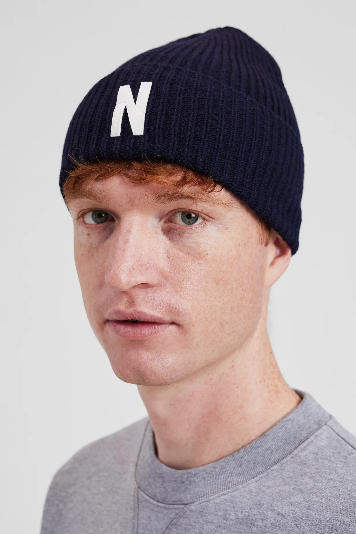 Merino Lambswool Rib N Logo Beanie>Norse Projects