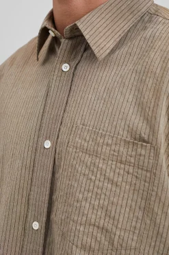 Mo Oversized Striped Shirt><noscript><img width=